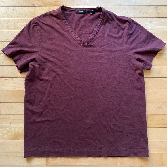 Theory Shirts Theory Burgundy V Neck Tee Shirt Poshmark